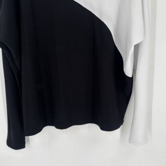 NWT INC INTERNATIONAL CONCEPTS Colorblock Top Dolman LS Black White Womens Small - Picture 7 of 11